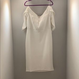 ELOQUII white off shoulder tulip sleeve dress New